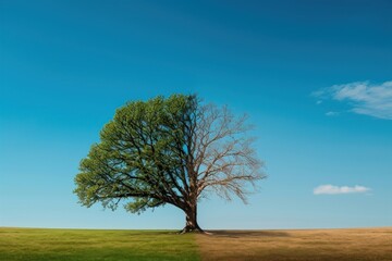 Half alive and half dead tree plant tranquility landscape.