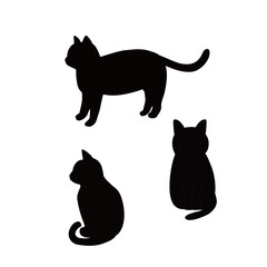 ネコ　シルエット　セット　シンプル