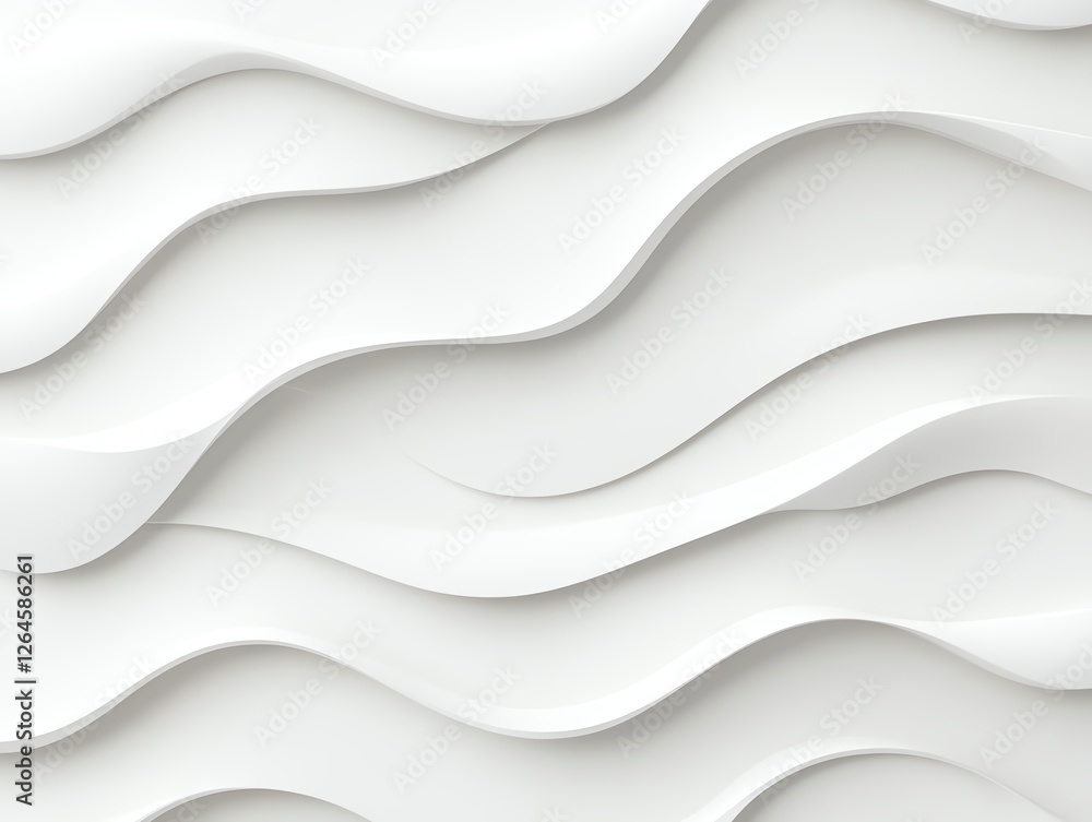 Poster abstract white wave pattern texture with soft curves and shadows for modern minimalist design.