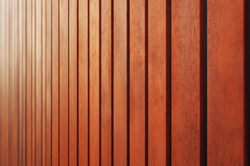 Obraz premium Vertical, reddish-brown wooden planks form a wall. Perfect for backgrounds, textures, or design projects needing a natural wood look.