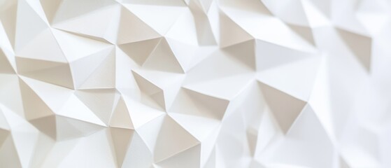 White geometric background with 3D triangular patterns for modern design projects, textures, wallpapers, and abstract graphics in minimalistic style
