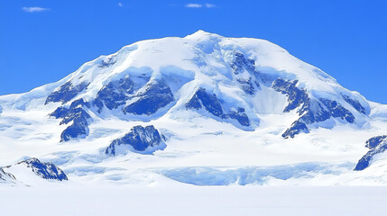 Fototapeta premium Snowy Mountain Peak Under a Clear Blue Sky Pristine Glacial Beauty Landscape View Cold Environment