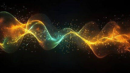 Abstract wave patterns in vibrant colors creating a dynamic visual effect on a dark background