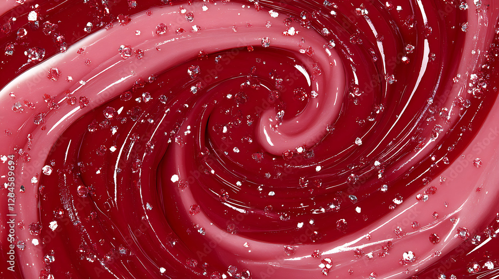 Aufkleber sparkling red swirls abstract design with glossy texture and glittering particles decoration