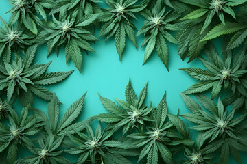 Cannabis leaf marijuana background.