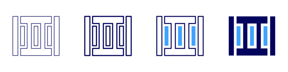 Crosswalk icon in 4 different styles. Thin Line, Line, Bold Line, Duotone. Duotone style. Editable stroke