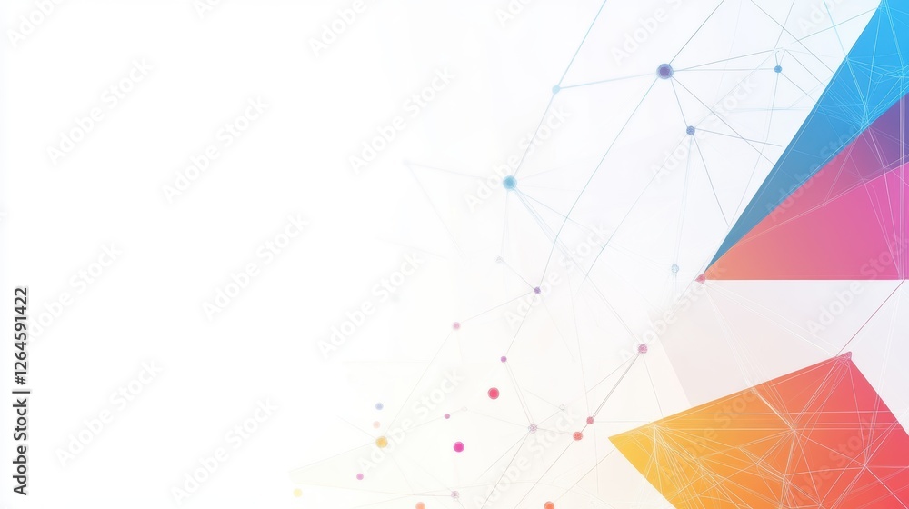 Poster abstract geometric background with colorful shapes and connecting dots for digital design, website b