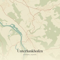 Fototapeta premium Vintage map of Unterlunkhofen, Switzerland.