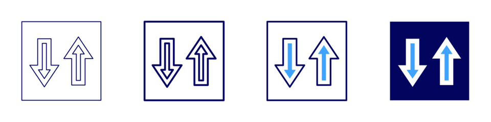 Priority icon in 4 different styles. Thin Line, Line, Bold Line, Duotone. Duotone style. Editable stroke