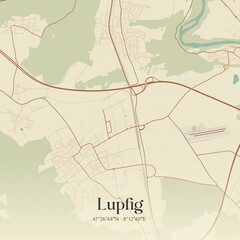Vintage map of Lupfig, Switzerland.