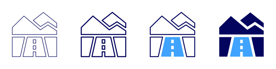 Road engineering icon in 4 different styles. Thin Line, Line, Bold Line, Duotone. Duotone style. Editable stroke