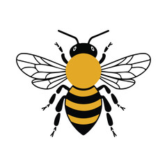 Cheerful 3D cartoon bee flying on a white background