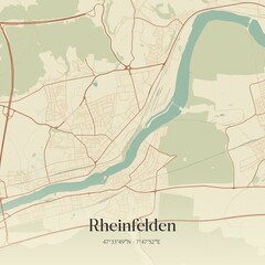 Vintage map of Rheinfelden, Switzerland.