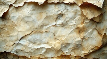 Detailed close-up of aged, crumpled paper texture showcasing intricate creases and stains