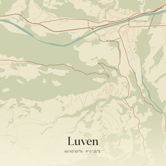 Vintage map of Luven, Switzerland.