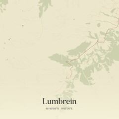 Vintage map of Lumbrein, Switzerland.