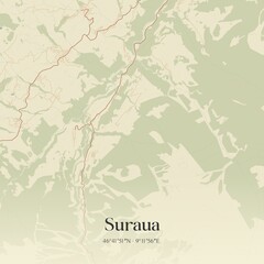 Vintage map of Suraua, Switzerland.