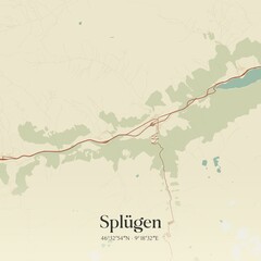 Vintage map of Splügen, Switzerland.