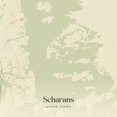 Vintage map of Scharans, Switzerland.