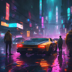 Cyberpunk Samurai in Neon City