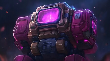 Powerful Robotic Unit Displays Glowing Core