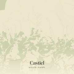 Vintage map of Castiel, Switzerland.