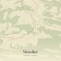 Vintage map of Movelier, Switzerland.