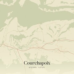 Vintage map of Courchapoix, Switzerland. © Rezona