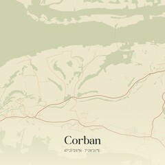 Obraz premium Vintage map of Corban, Switzerland.