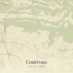 Vintage map of Courroux, Switzerland.