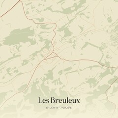 Vintage map of Les Breuleux, Switzerland.