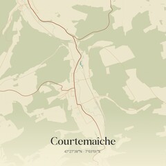 Vintage map of Courtemaîche, Switzerland.