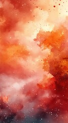 Vibrant autumn landscape with colorful foliage and soft clouds in a serene setting