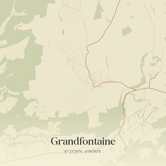 Fototapeta premium Vintage map of Grandfontaine, Switzerland.