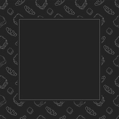 bread frame. doodle bakery square frame. hand drawn bread frame background. bakery background