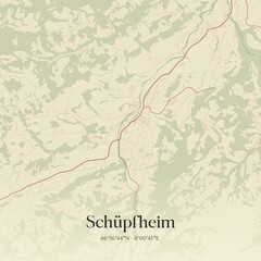Vintage map of Schüpfheim, Switzerland.