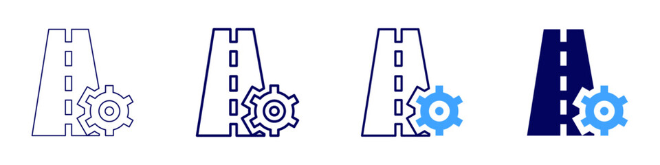Road maintenance icon in 4 different styles. Thin Line, Line, Bold Line, Duotone. Duotone style. Editable stroke