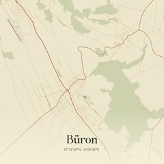 Fototapeta premium Vintage map of Büron, Switzerland.