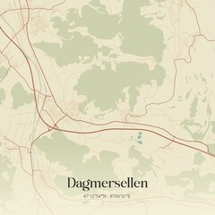 Vintage map of Dagmersellen, Switzerland.
