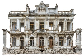 Classic destroyed building architecture housing ruins.