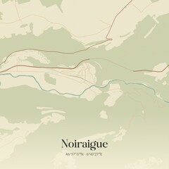 Vintage map of Noiraigue, Switzerland.