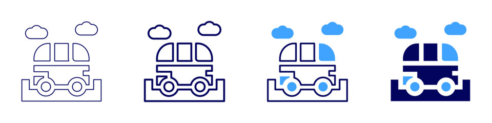 Road trip icon in 4 different styles. Thin Line, Line, Bold Line, Duotone. Duotone style. Editable stroke
