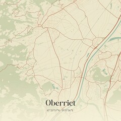 Fototapeta premium Vintage map of Oberriet, Switzerland.