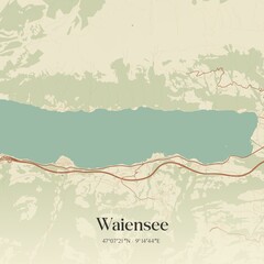 Vintage map of Waiensee, Switzerland.