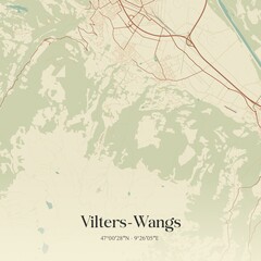 Vintage map of Vilters-Wangs, Switzerland.