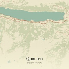 Fototapeta premium Vintage map of Quarten, Switzerland.