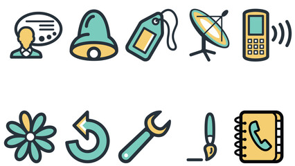 Abstract business and daily life vector art icons colored and outlined