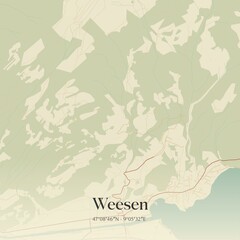 Vintage map of Weesen, Switzerland.