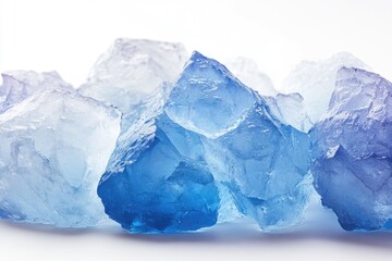 Fototapeta premium Close-up of translucent blue ice crystals, reflecting light.