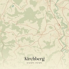 Vintage map of Kirchberg, Switzerland.